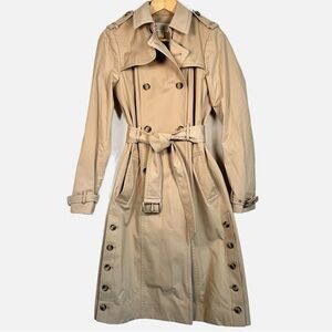 Michael by Michael Kors Double Breasted Trench Coat with Belt Size Small, Tan